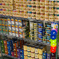 cat food, dog food in cans